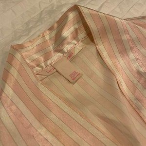Victoria's Secret Pink Striped Satin Robe